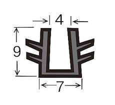 Уплотнитель для алюминиевых систем-купе (ёлочка) под зеркало или стекло 4 мм