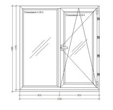Окно из профиля КВЕ 70 мм 1300х1400