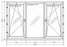 Окно из профиля КВЕ 70 мм 2100х1430