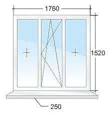 Окно кухонное ALMplast, Фурнитура Vorne 2,0х1,4мм.