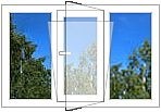 Окно трехстворчатое ALMplast с Vorne 1,5x1,3 м