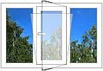 Окно трехстворчатое ALMplast с Vorne 1,7х1,2 м2