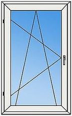 Окно одностворчатое поворотно-откидное REHAU с фурнитурой МАСО и однокамерным стеклопакетом габаритами 1,0х1,6 м