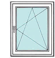 Вікно одностворчатое поворотно-відкидне Hoffen з фурнітурою Siegenia і однокамерним склопакетом габаритами 0,6х1,0 м (Київ)