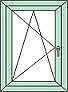 Окно одностворчатое поворотно-откидное Hoffen с фурнитурой Sigenia и однокамерным стеклопакетом габаритами 0,6х1,3 м (Киев)