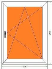 Окно одностворчатое поворотно-откидное Hoffen с фурнитурой Sigenia и однокамерным стеклопакетом габаритами 1,0х1,6м