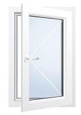 Под заказ металлопластиковые одинарные поворотно-наклонные оконные конструкции Рехау для спальни с фурнитурой МАСО и однокамерным стеклопакетом 0,70х1,4 м (Киев).