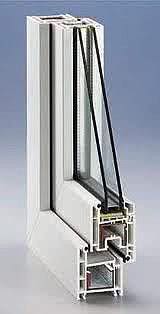 Новое окно ПВХ деленное на две части Rehau 1,05х1,10 м для кухни с фурнитурой МАСО и двухстекольным стеклопакетом.