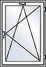 Пластиковые одностворчатые поворотно-откидные оконные конструкции Рехау для кухни с фурнитурой МАСО и однокамерным стеклопакетом 0,8х1,45 м