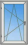 Металлопластиковые одностворчатые поворотно-наклонные окна Рехау для спальни с фурнитурой МАСО и однокамерным стеклопакетом