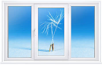 Трехстворчатое окно Aluplast Ideal 2000 с фурнитурой Sigenia.