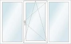 Металлопластиковое окно для гостинной трехчастное 2350х1100 мм - профиль aluplast фурнитура Siegenia