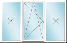 Металлопластиковое окна для зала трехчастное 2450х1100 мм - профиль aluplast фурнитура Siegenia