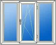 Металлопластиковое окна для зала трехчастное 1550х1150 мм - профиль aluplast Ideal 2000 фурнитура Siegenia