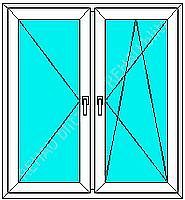 Двухстворчатое окно из профиля Fenster300, с фурнитурой Siegenia и однокамерный стеклопакетом