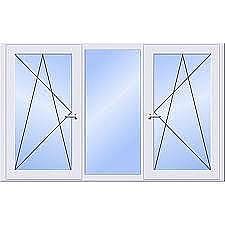 Трехстворчатое окно из профиля ALMplast, фурнитурой Масо и двухкамерным стеклопакетом