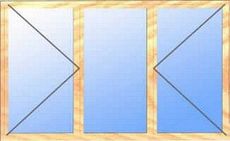 Окно ПВХ Интернова трехстворчатое в гостиную, фурнитура Масо