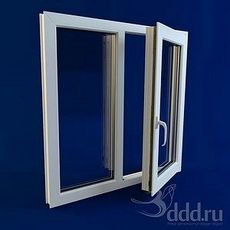 Окно пластиковое WDS двухстворчатое поворотное с ламинацией в низшей ценовой категории