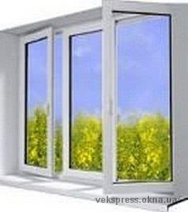 Окно от Aluplast трехчастное с наружной ламинацией на кухню по заманчивой цене