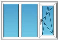 Окно профильной системы Фенстер трехчастное, фурнитура от компании Siegenia - недорого, размер - 1,0 х 1,3 м
