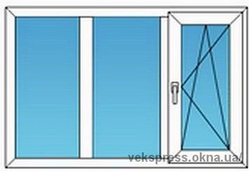Окно профильной системы Фенстер трехчастное, фурнитура от компании Siegenia - недорого, размер - 1,0 х 1,3 м