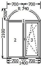 окно арочное из профиля Rehau 70