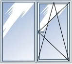 Окно пластиковое REHAU, деленое на 2 части с 1 открыванием