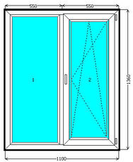 Окна Almplast 1100*1360 (Vorne, 2-х кам.)