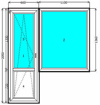 Балконный блок КВЕ 58 (3-х кам.) (WinkHaus Activ, 2-х кам.)