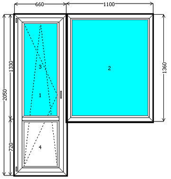 Балконный блок КВЕ 58 (3-х кам.) (WinkHaus Activ, 1-но кам.)