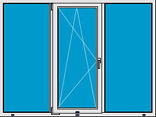 Окно деленное на три части из профиля WDS505 с фурнитурой Maco.
