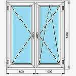 Двухстворчатое окно из профиля Rehau 60, с фурнитурой МАСО и двухкамерным стеклопакетом