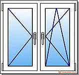 Двухстворчатое окно из профиля Rehau 60, с фурнитурой Winkhaus