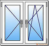 Двухстворчатое окно из профиля Salamander 2D, с фурнитурой МАСО и однокамерным стеклопакетом