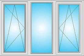 Трехстворчатое окно из профиля aluplast ideal 4000, фурнитурой Siegenia и двухкамерным энергосберегающим стеклопакетом