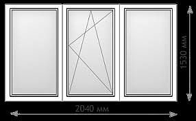 Трехчастное окно из профиля ALMplast, фурнитурой Maco и двухкамерным энергосберегающим стеклопакетом