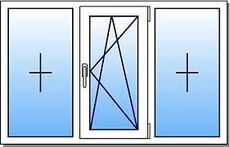 Трехчастное окно из профиля Rehau 70, фурнитурой Winkhaus и двухкамерным стеклопакетом