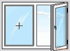 Двухчастное окно из профиля aluplast ideal 4000, фурнитурой Siegenia и двухкамерным энергосберегающим стеклопакетом