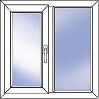 Двухчастное окно из профиля Rehau 60, фурнитурой MACO и двухкамерным энергосберегающим стеклопакетом