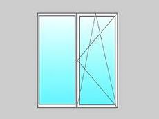 Двухчастное окно из профиля Hoffen, фурнитурой Siegenia и однокамерным энергосберегающим стеклопакетом