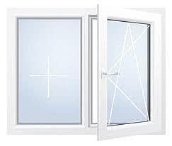 Двухстворчатое окно с наружной ламинацией из профиля aluplast ideal 4000, с фурнитурой Siegenia и однокамерным энергосберегающим стеклопакетом