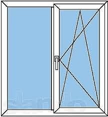 Двухстворчатое окно с наружной ламинацией из профиля Rehau 60, с фурнитурой Winkhaus и двухкамерным энергосберегающим стеклопакетом