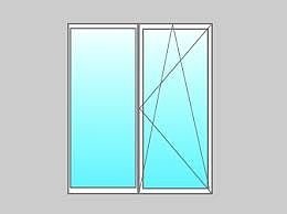 Двухстворчатое окно с наружной ламинацией из профиля Rehau 70, с фурнитурой Maco и двухкамерным стеклопакетом
