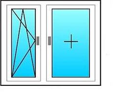 Двухстворчатое окно с наружной ламинацией из профиля WDS-505, с фурнитурой Maco и двухкамерным стеклопакетом