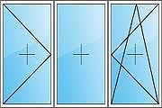 Окно, деленное на три равные части, две боковые открывающиеся одно из них откидывается на режим проветривания с наружной ламинацией из профиля Rehau 60, с фурнитурой Vorne и двухкамерным энергосберегающим стеклопакетом Высота 1400 мм, ширина 1800 мм