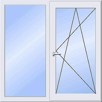 Окно REHAU Euro 60 двухств. повор.-откидное 1300 x 1450 мм, однокамерный стеклопакет, фурнитура MACO Окно REHAU Euro 60 двухств. повор.-откидное 1300 x 1450 мм, однокамерный стеклопакет, фурнитура MACO