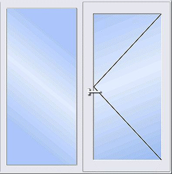 Окно REHAU Euro 60 двухстворчатое 1100 x 1400 мм, ст-пакет 4-16-4 энергосберегающий, ф-ра MACO