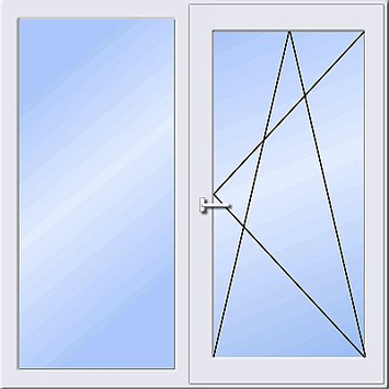 Окно REHAU Euro 60 двухств. повор.-отк. 1300 x 1450 мм, ст-пакет 4-16-4 энергосберегающий, фурнитура MACO