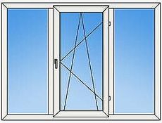 Окно REHAU Euro 70 трехств. 2250 x 1500 мм, ст-пакет однокамерный энергосберегающий, фур-ра MACO