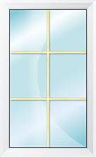 Окно REHAU Euro 60 глухое 850x1450 мм, ст-пакет 4-16-4 энергосберегающий, шпросс 8 мм золотой